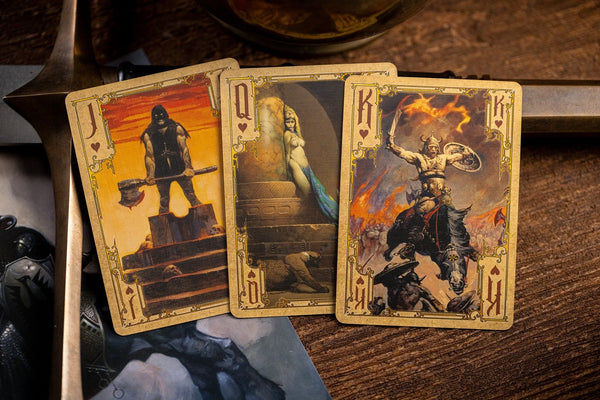 Kings Wild Project Frazetta Paintings Luxury Playing Cards - Standard Edition, Frank Frazetta Art Deck, Collectible, Poker Size, Custom Index & Gold Foil Finish