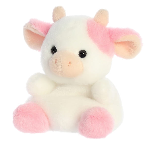 Aurora® - Palm Pals™ - 5" Belle Strawberry Cow™ Stuffed Animal - Pocket-Sized Collectible Cow Plush Toy, Soft Pink & White - 5 Inches