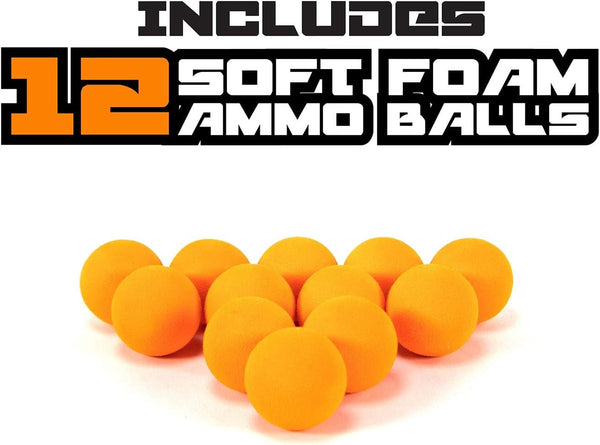 Atomic Power Popper 12X Foam Ball Blaster - Rapid Fire Pump Shoots Up to 12 Foam Balls - Great Toy Gift for Kids and Teens - Ages 4+