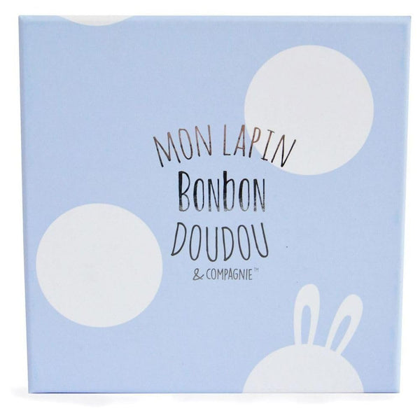 Doudou et Compagnie Blue Bunny Booties with Rattle – Baby Slippers Gift Set, Soft Bunny Design, 0-6 Months (DC1309)