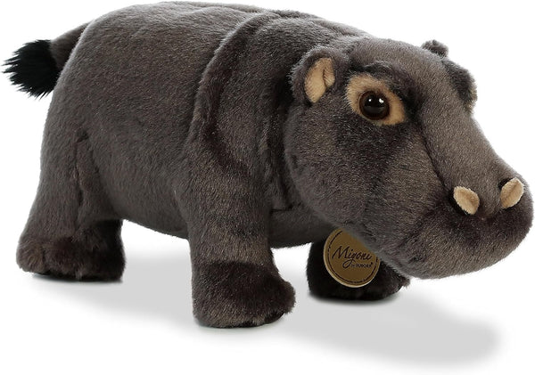 Aurora® Adorable Miyoni® Hippopotamus Stuffed Animal - Lifelike Detail - Cherished Companionship - Gray 10.5 Inches