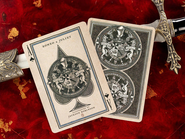 Kings Wild Project Romeo & Juliet Luxury Playing Cards - Standard Edition, Poker Size, Custom Index, Collectible Deck with Custom Hand-Ink Court Cards & Intricate Two-Way Seal Back Design
