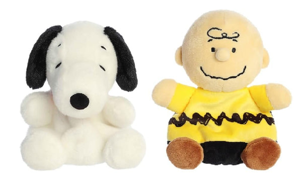 Aurora Peanuts Palm Pal Plush 2 Piece 5" Bundle, Snoopy and Charlie Brown