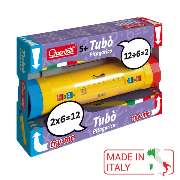 Quercetti Tubo Educational Toy for Learning Multiplication and Division Tables - Kids Practice and Learn Math Equations by Turning The Knobs - for Ages 5 Years and up