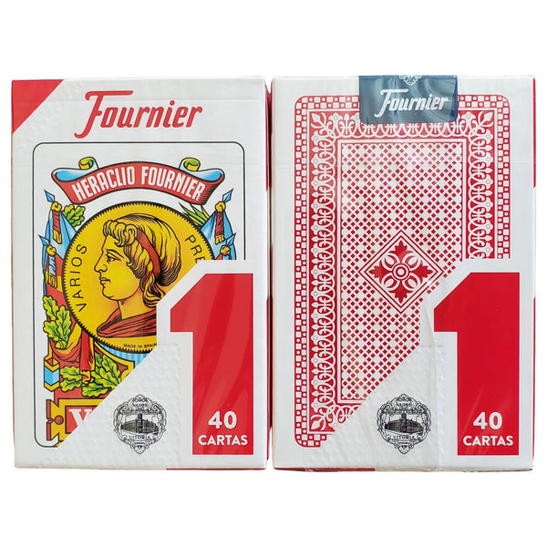 Heraclio Fournier No. 1 Spanish Playing Cards, 2 Deck Set, 40-Card Baraja Española for Mus, Brisca, Tute & Truco (1 Blue & 1 Red Decks)