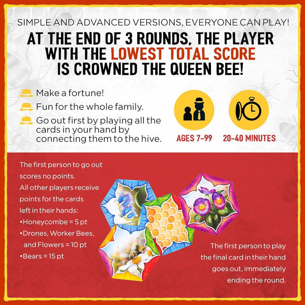 Grandpa Beck's Games The Bears and The Bees | Strategic Tile Laying Card Game for Kids, Teens, & Adults | from The Creators of Cover Your Assets | 2-5 Players 7+