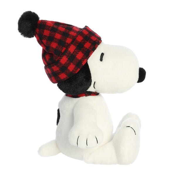 Aurora® Festive Peanuts® Winter Plaid Snoopy Stuffed Animal - Classic Characters - Lasting Memories - White 11 Inches