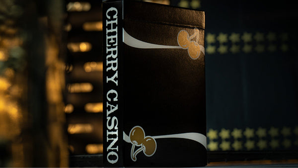 Cherry Casino (Monte Carlo Black and Gold) Playing Cards - Vintage Las Vegas Casino Style Deck by Pure Imagination Projects, Black Stock with Gold Foil & Cherry Logo, Poker Size Standard Index