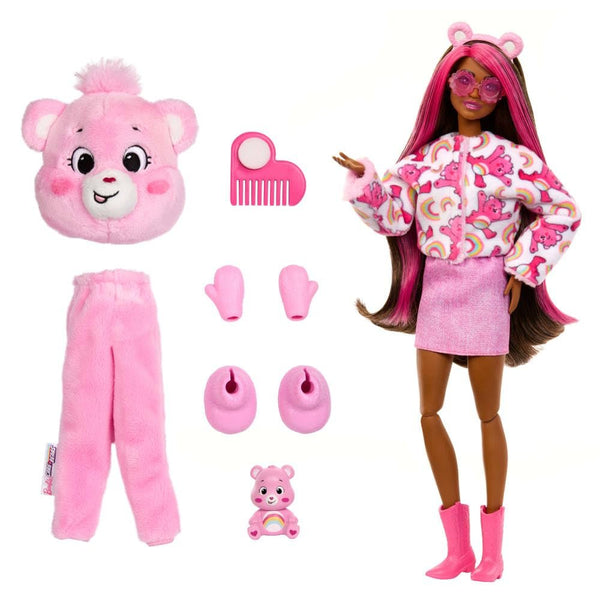 Barbie Cutie Reveal Doll & Accessories, Care Bears Series, Fashion Doll with Cheer Bear Costume & 10 Surprises Including Color Change & Mini Bear