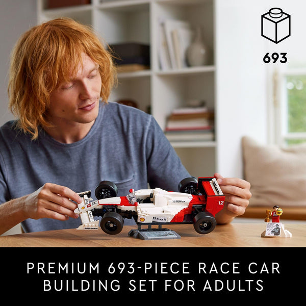 LEGO Icons McLaren MP4/4 & Ayrton Senna Minifigure Model Car Kit - Buildable F1 McLaren Set for Adults - 10330 - Ages 18+