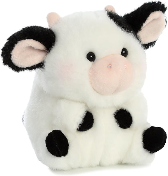 Aurora® Round Rolly Pet™ Daisy Cow™ Stuffed Animal - Adorable Companions - On-The-Go Fun - White 5 Inches