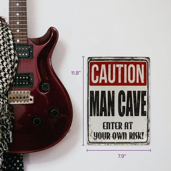 Enter At Own Risk Metal Sign - Easy-to-Hang Wall Decor - Fun Tin Signs for Man Cave, Garage, and Dorm Room