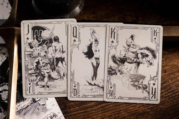 Kings Wild Project Frazetta Drawings Luxury Playing Cards - Standard Edition, Frank Frazetta Art Deck, Collectible, Poker Size, Custom Index & Silver Foil Finish