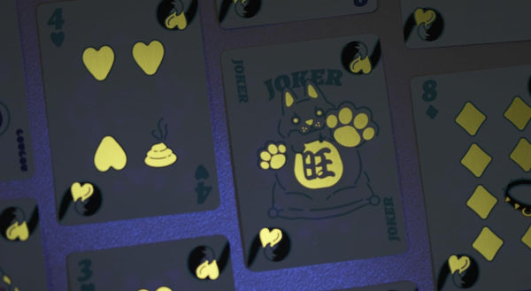 Bicycle Kawaii Dog Playing Cards – Cute Anime Husky Themed Deck with Custom Court Cards & Fluorescent UV Ink, Poker Size, Blue