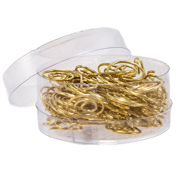 Kurt S. Adler Gold Wire Ornament Hooks, 50-Piece Set - 1.25″ Swirl Design Holiday Tree Hangers for Christmas Ornaments