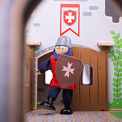 Bigjigs Toys Medieval Wooden Toy Knights - 4 Knights Doll Playsets, Ages 3+