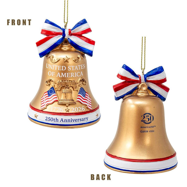 Kurt S. Adler America 250th Anniversary Liberty Bell With Red, White & Blue Bow Ornament