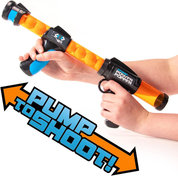 Atomic Power Popper 12X Foam Ball Blaster - Rapid Fire Pump Shoots Up to 12 Foam Balls - Great Toy Gift for Kids and Teens - Ages 4+