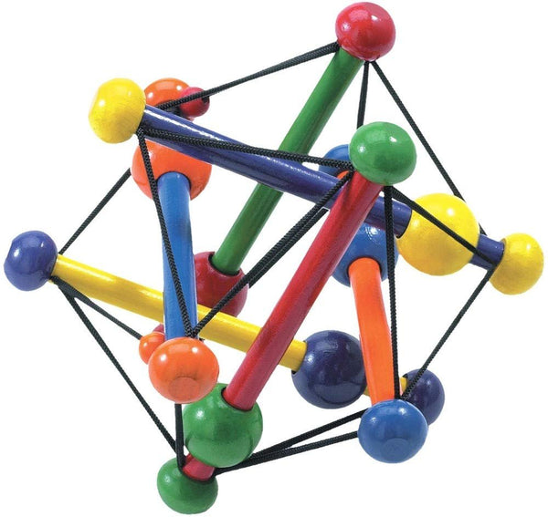 Manhattan Toy - Skwish Classic - A One of a Kind Wood Rattle and Teether Toy with Primary Colors, Ages 0+