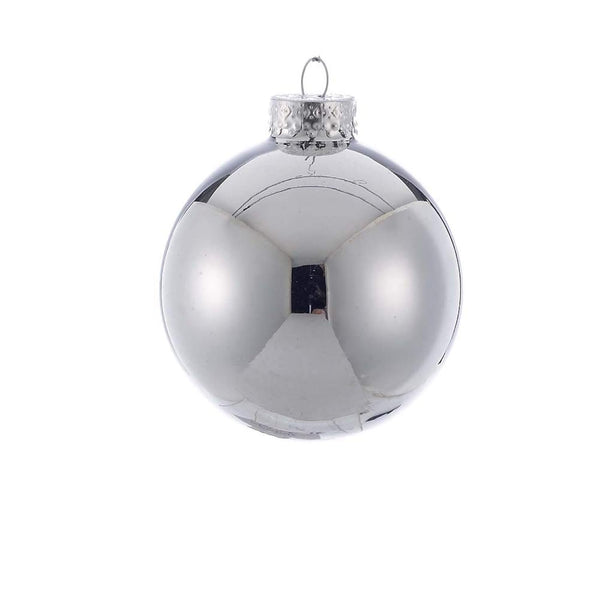 Kurt S. Adler 65MM Shiny Silver Glass Balls, 6 Piece Set