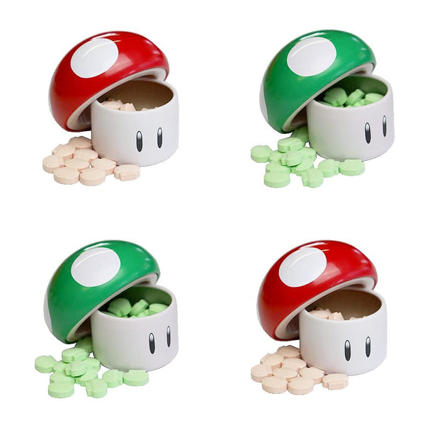 Super Mario Bros Mushroom Sour Candy. One (1) Mushroom Collectible Mushroom Tin. Sour Cherry or Green Mushroom Shaped Candies 1 RANDOM TIN PER ORDER