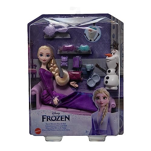 Mattel Disney Frozen Snow Dreams Elsa and Olaf 8-Piece Bedtime Set, Ages 3+
