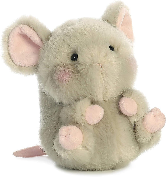Aurora® Round Rolly Pet™ Frisk Mouse™ Stuffed Animal - Adorable Companions - On-The-Go Fun - Gray 5 Inches
