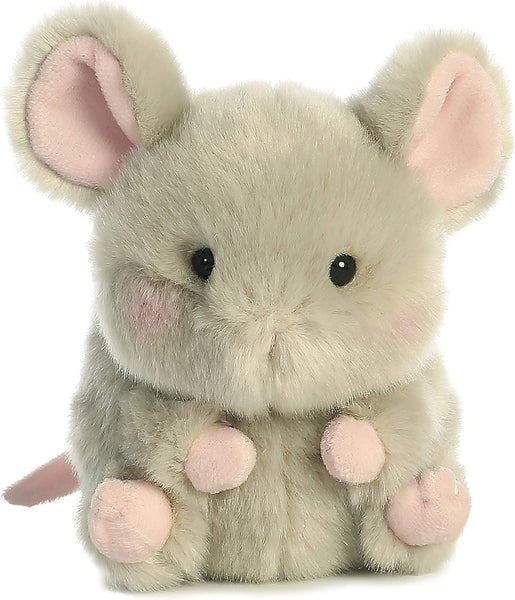Aurora® Round Rolly Pet™ Frisk Mouse™ Stuffed Animal - Adorable Companions - On-The-Go Fun - Gray 5 Inches