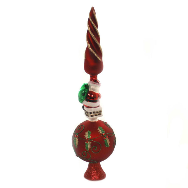 Kurt Adler Glass Santa Claus Design Treetop, 16-Inch