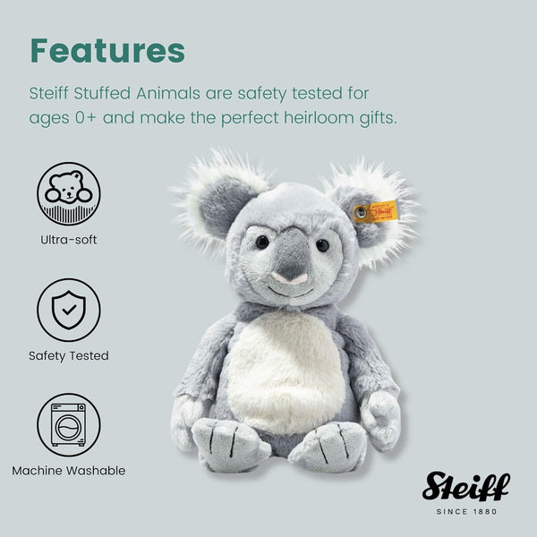 Steiff Soft Cuddly Friends Nils Koala,  Premium Stuffed Animal Plush Toy (Grey, 12")