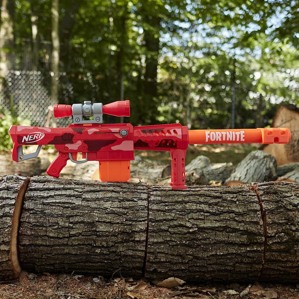 NERF Fortnite Heavy SR Blaster Scope, Big Blaster, 6 Mega Darts, 6-Dart Clip, Kids Toy Foam Blasters, Fortnite Toys for Boys and Girls
