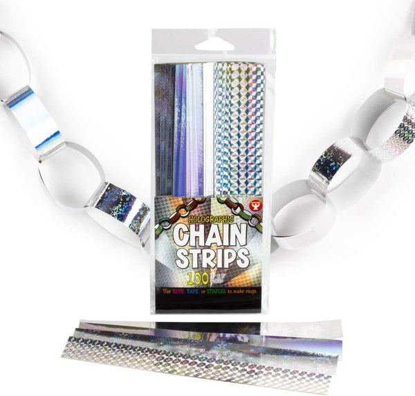 Hygloss Products Super Chain Strips 1" x 8" / 100 Holographic, Silver Count