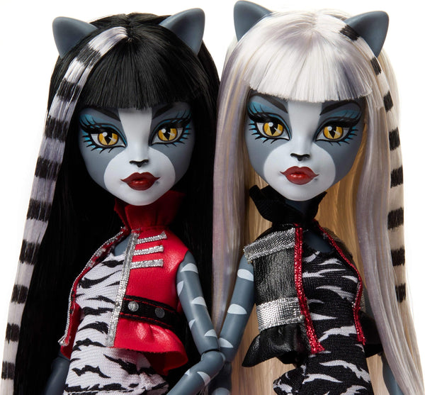Monster High Boo-riginal Creeproduction Doll 2-Pack, Meowlody and Purrsephone Collectible Reproductions with Doll Stands and Diary
