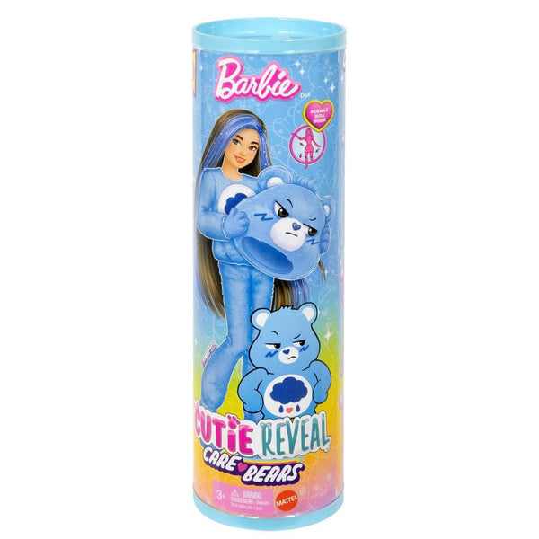 Barbie Cutie Reveal Care Bears Series Doll & Accessories Set with Grumpy Bear Costume & 10 Surprises Including Color Change & Mini Bear