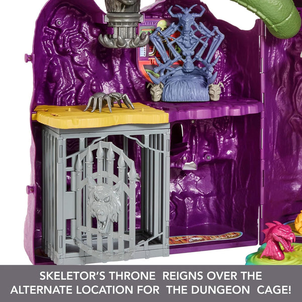 Masters of the Universe Origins Playset & 2 Action Fgures, Snake Mountain with Dungeon & Throne, Snake & Wolf Head
