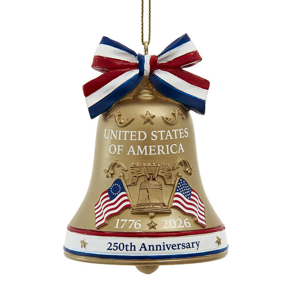 Kurt S. Adler America 250th Anniversary Liberty Bell With Red, White & Blue Bow Ornament