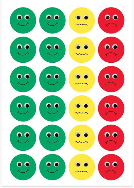 Hygloss Products Visual Behavior Stickers - Incentive Stickers for Students & Kids - Fun Traffic Light Colors - Red, Yellow & Green - 1” Stickers - 3 Sheets - 72 Stickers Per Pack