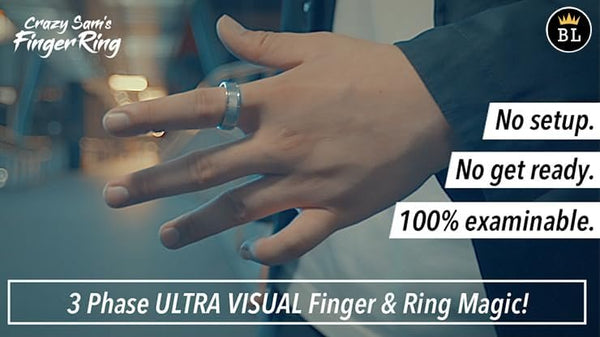 Hanson Chien Presents Crazy Sam's Finger Ring Silver/Medium (Gimmick and Online Instructions) by Sam Huang - Trick
