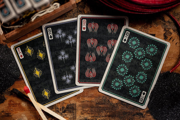 Kings Wild Project Flower Of Fire Luxury Playing Cards - Standard Edition, Poker Size Custom Index, Firework-Themed Collectible Deck
