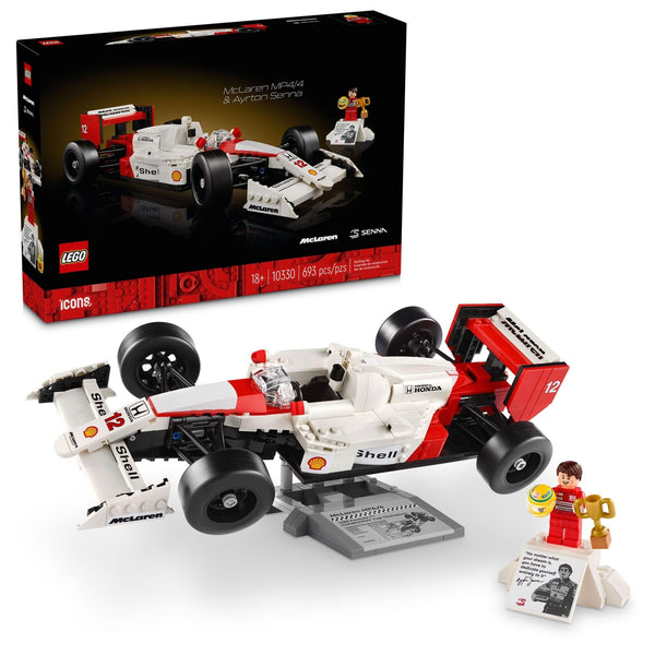 LEGO Icons McLaren MP4/4 & Ayrton Senna Minifigure Model Car Kit - Buildable F1 McLaren Set for Adults - 10330 - Ages 18+