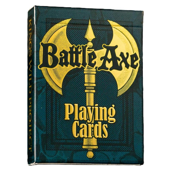 Kings Wild Project Battle Axe Luxury Playing Cards - Special Edition Blue Gilded, Poker Size, Custom Index, Numbered Collectible Deck