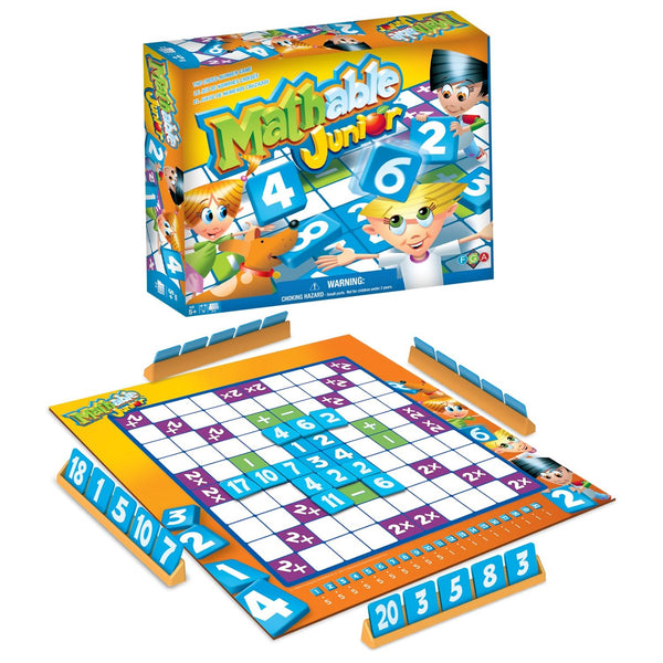 Family Games America - Mathable Junior - The Cross Number Game, 60 Piece Set, 2-4 Players Ages 5+