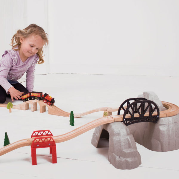 Bigjigs Rail Wooden Rocky Mountain Expansion Pack - Other Major Wooden Rail Brands are Compatible