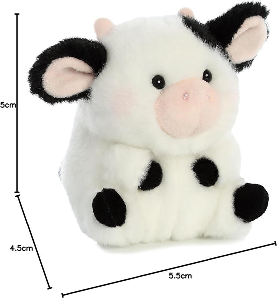 Aurora® Round Rolly Pet™ Daisy Cow™ Stuffed Animal - Adorable Companions - On-The-Go Fun - White 5 Inches