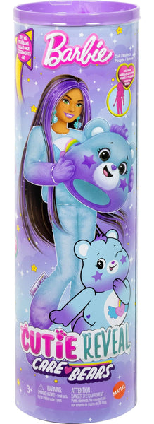 Barbie Cutie Reveal Care Bears Doll & Accessories, Series 2 Dream Bright Bear with 10 Surprises Including Color Change & Mini Bear