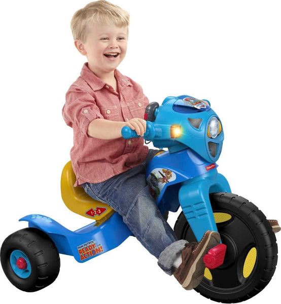 Fisher-Price PAW Patrol Lights & Sounds Trike Bike Toddler Tricycle with Handlebar Grips and Storage for Preschool Kids