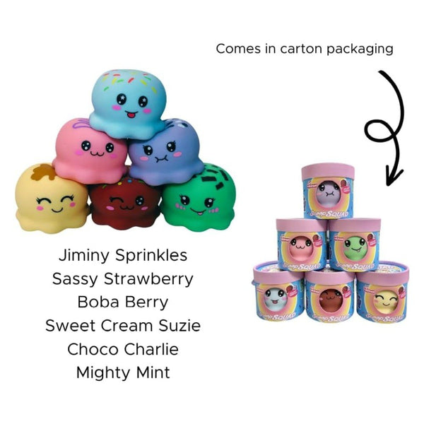Kalan Scoop Squad Sassy Strawberry - Cute Squishy Ice Cream Scoop Toy, Stress Relief Fidget Squeeze Toy for Kids & Adults