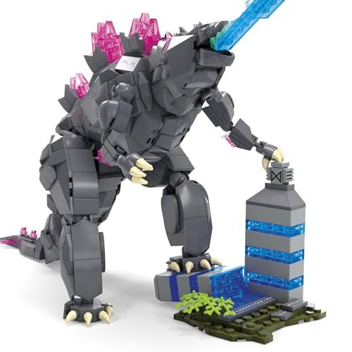 Mega Godzilla x Kong The New Empire Building Set Action Figure Godzilla with 543 Pieces and Accessories, 8 Inches Tall, for Adult Collectors, Ages 13+