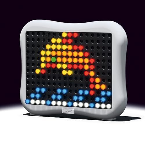Quercetti: Peg Brite - Light-Up Image Toy, Create Mosaic Board Art, 120 Pegs & Bright LEDs, 12 Sample Pattern Templates, Free Play Designing, Kids 3+