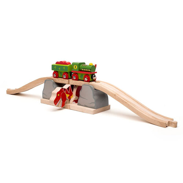 Bigjigs Rail, T-Rex Bursting Bridge, Wooden Toys, Dinosaur Toys, Bigjigs Train Accessories, Dinosaur Track, Wooden Train Sets, Trains for Kids, Bigjigs Trains